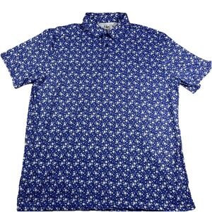1764 Men's Golf Polo Blue Floral All Over Print Print Collard XL Casual Outdoors